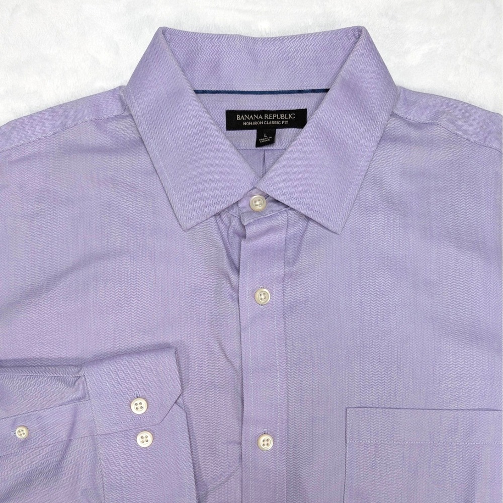 Banana Republic‎ Mens Dress Shirt Lavender Long Sleeve Button Up Size L